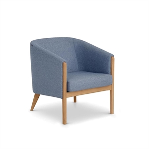 Skalma - Mexico lænestol / Blå uldstof / Stel eg - Bredde 70 cm.